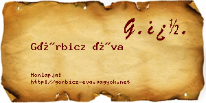 Görbicz Éva névjegykártya